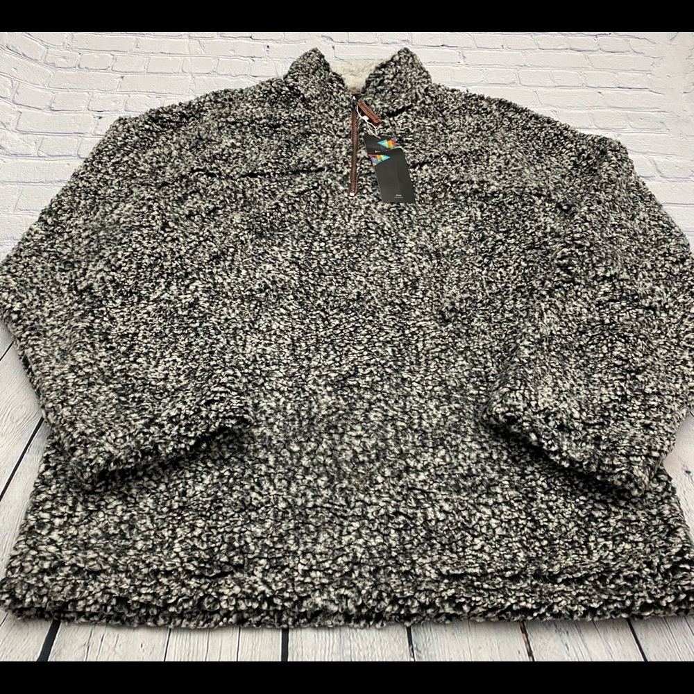 PAAZA Mens 1/4 Zip Fleece Sherpa Black Size Medium